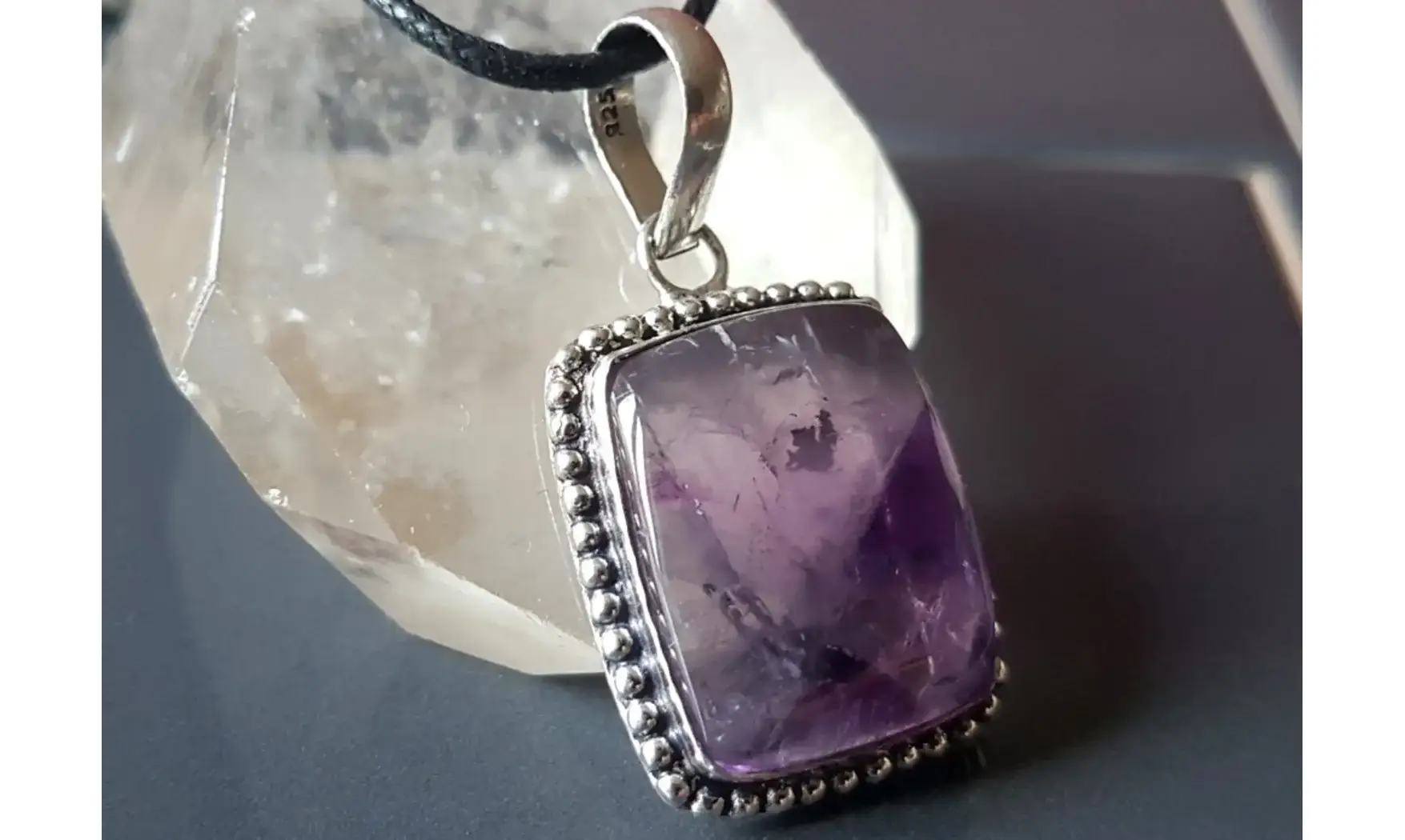 Améthyste pierre pendentif & Argent