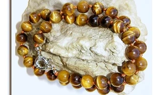 Oeil de Tigre pierres Boules collier