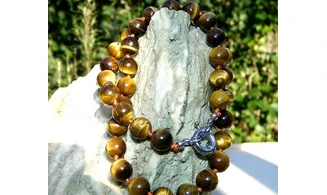 Oeil de Tigre pierres Boules collier