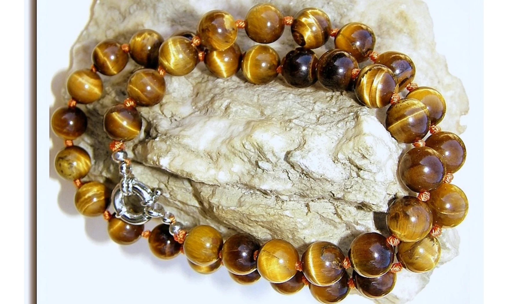Oeil de Tigre pierres Boules collier