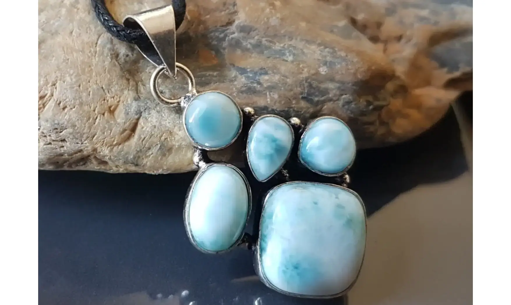 Larimar pierre pendentif & Argent