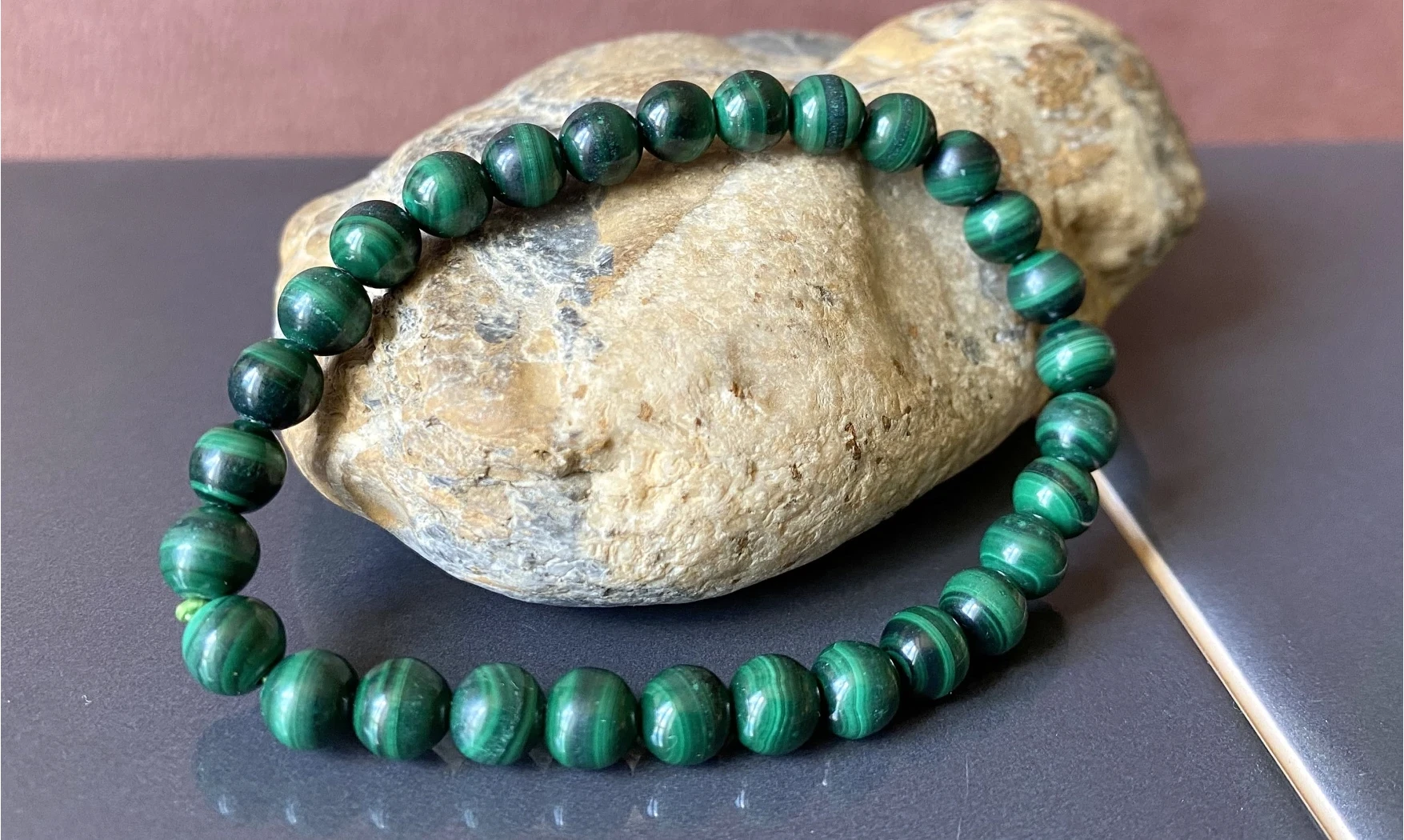 Malachite pierres Boules bracelet