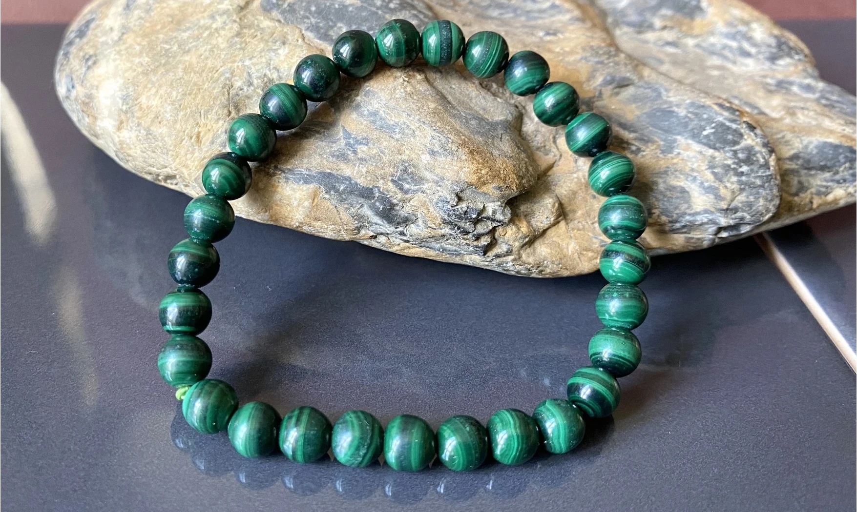 Malachite pierres Boules bracelet