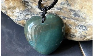 Agate Mousse Coeur pierre pendentif 3