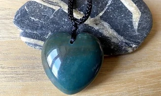 Agate Mousse Coeur pierre pendentif 3