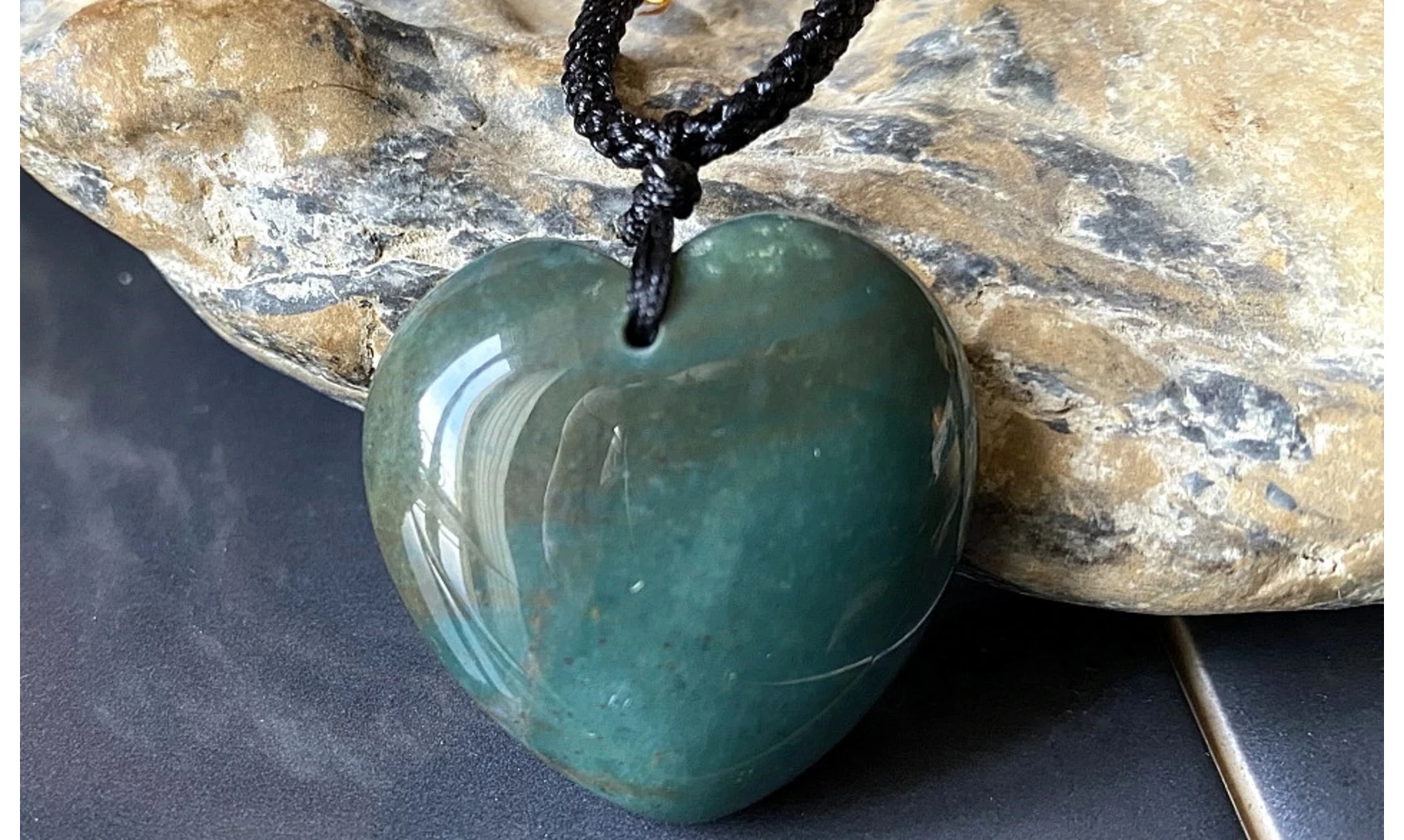 Agate Mousse Coeur pierre pendentif 3
