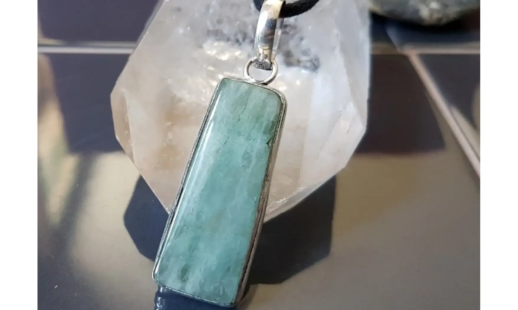 Aquamarine & 925 Silver plated pendant 3