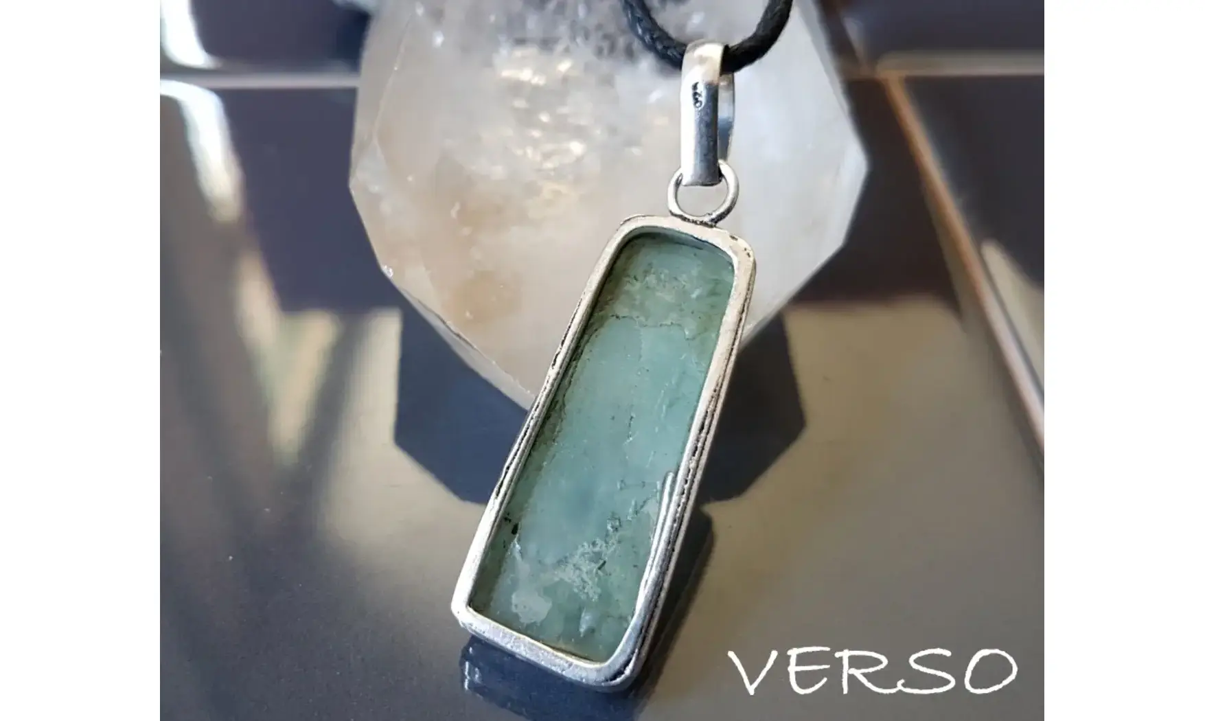 Aquamarine & 925 Silver plated pendant 3