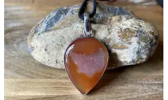 Cornaline Druzy pendentif & Argent
