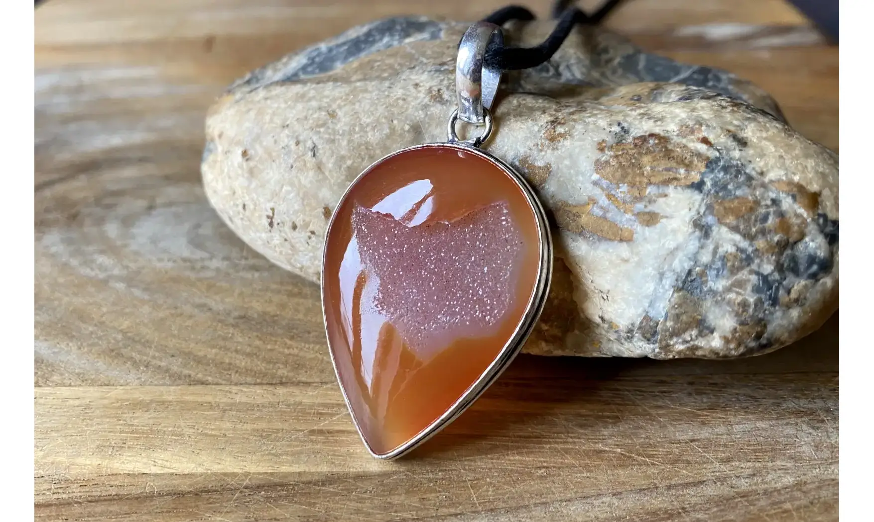 Cornaline Druzy pendentif & Argent