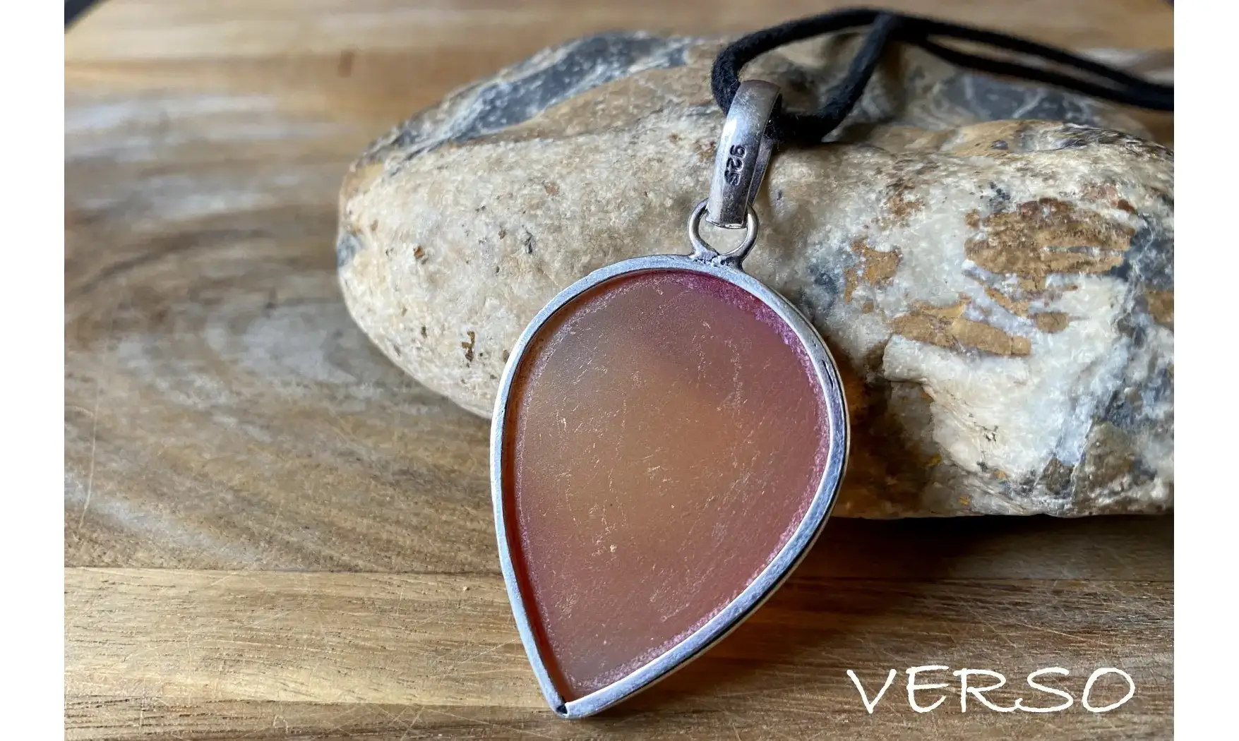 Cornaline Druzy pendentif & Argent