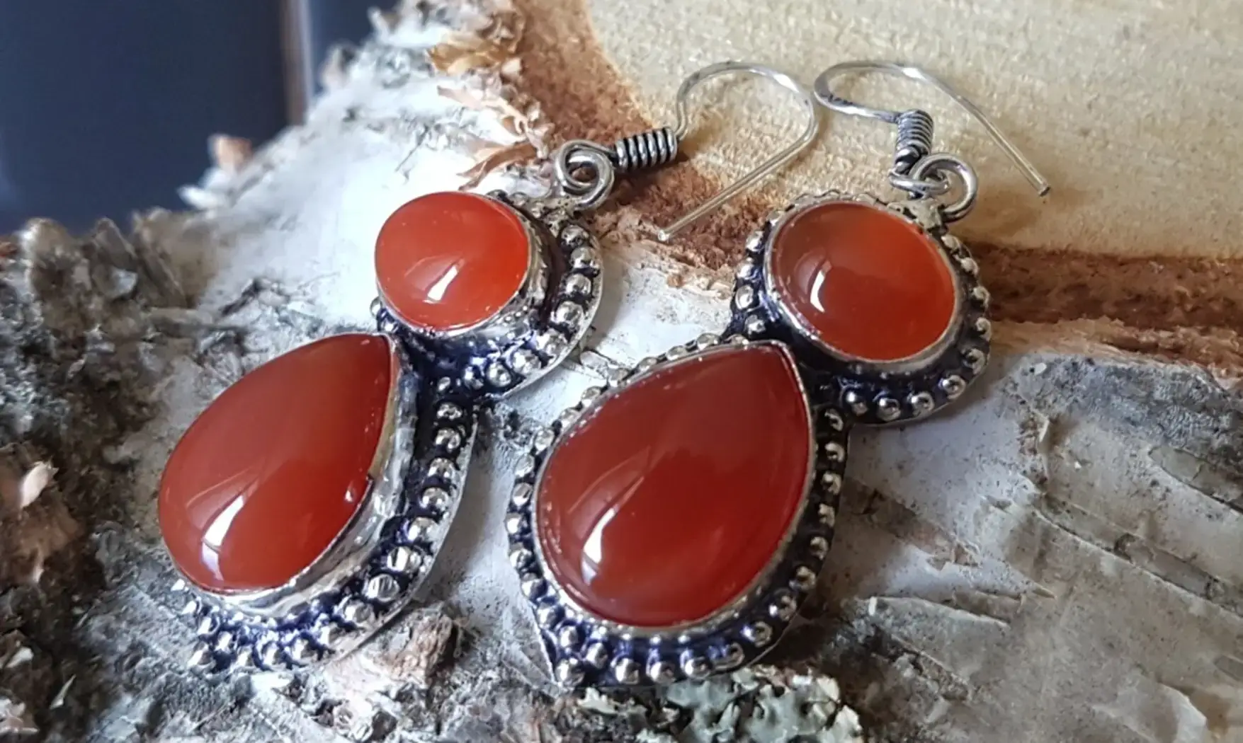 Cornelian 925 Silver plated Earring