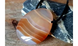 Cornelian stone drilled pendant 3