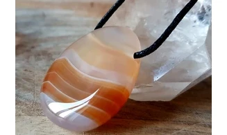 Cornelian stone drilled pendant 3