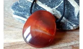 Cornelian stone drilled pendant 4
