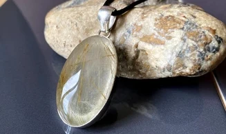Quartz rutile pierre pendentif & Argent