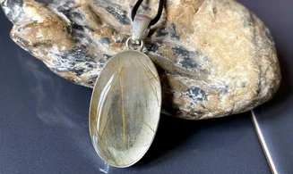Quartz rutile pierre pendentif & Argent
