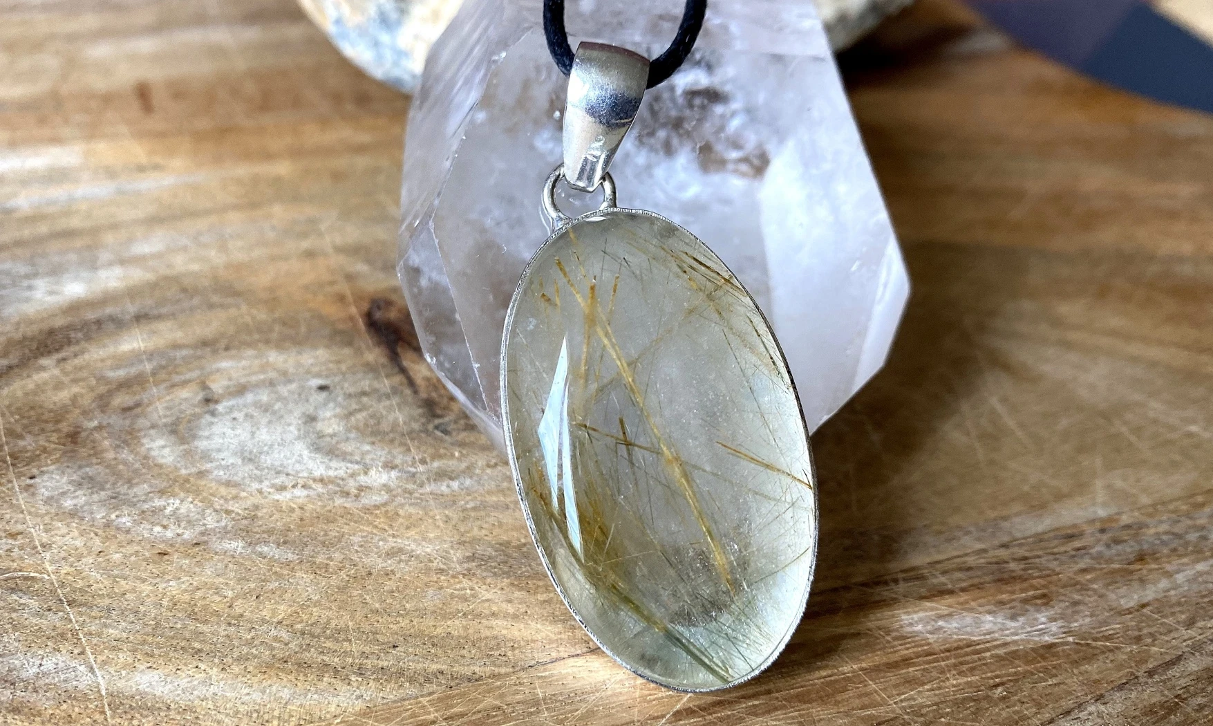 Quartz rutile pierre pendentif & Argent