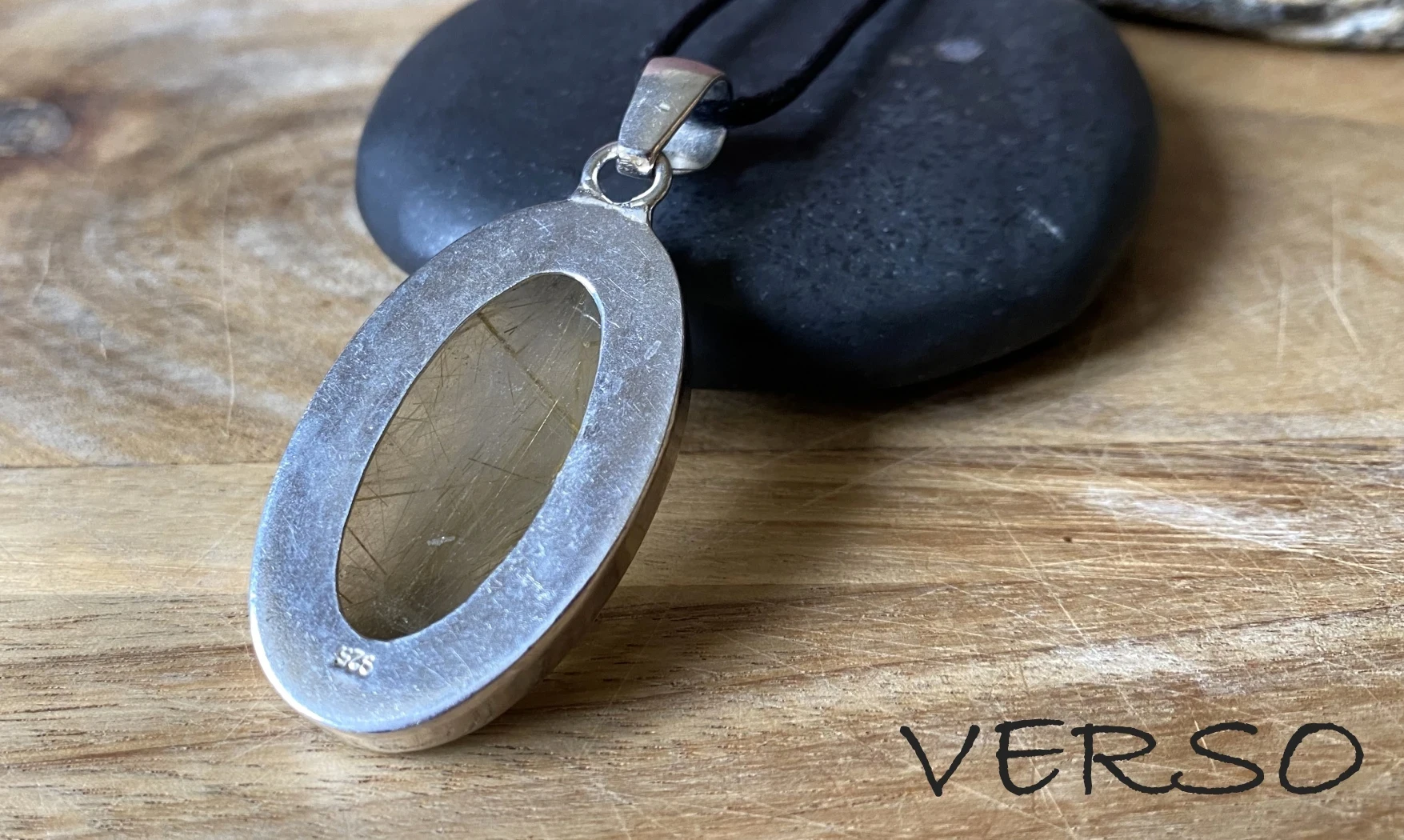 Quartz rutile pierre pendentif & Argent