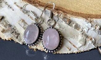 Rose Quartz 925 Silver plated Earring