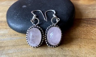 Rose Quartz 925 Silver plated Earring