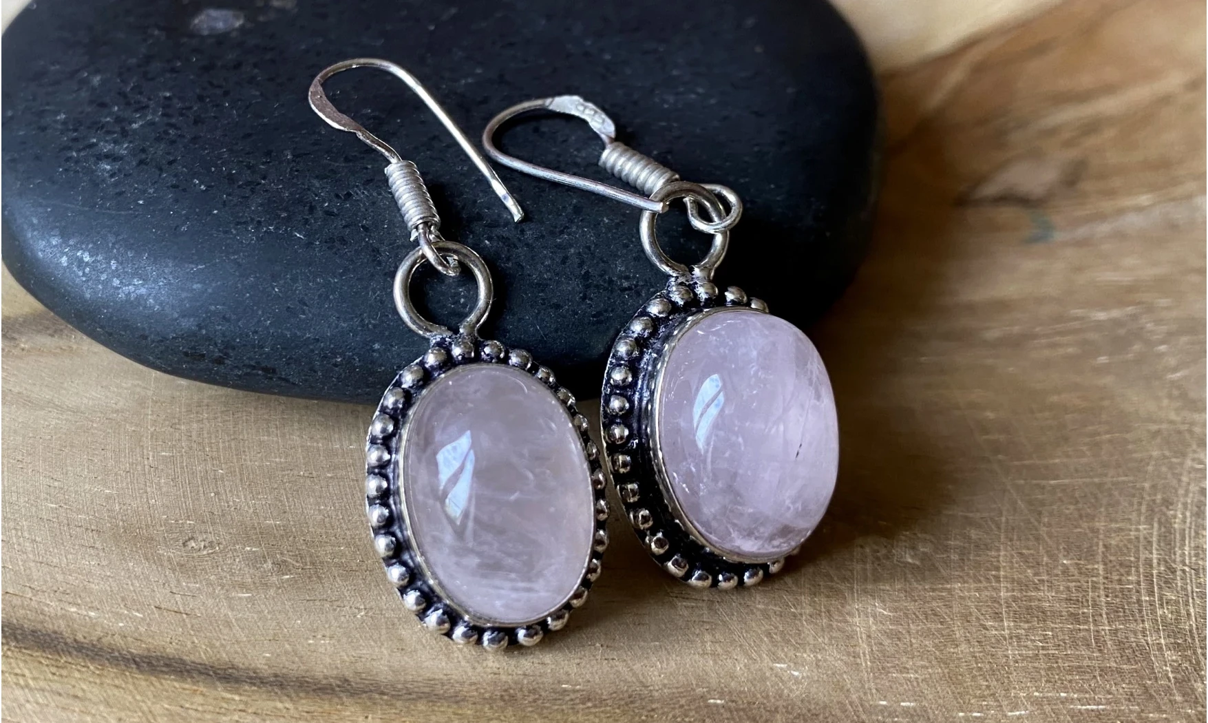 Rose Quartz 925 Silver plated Earring
