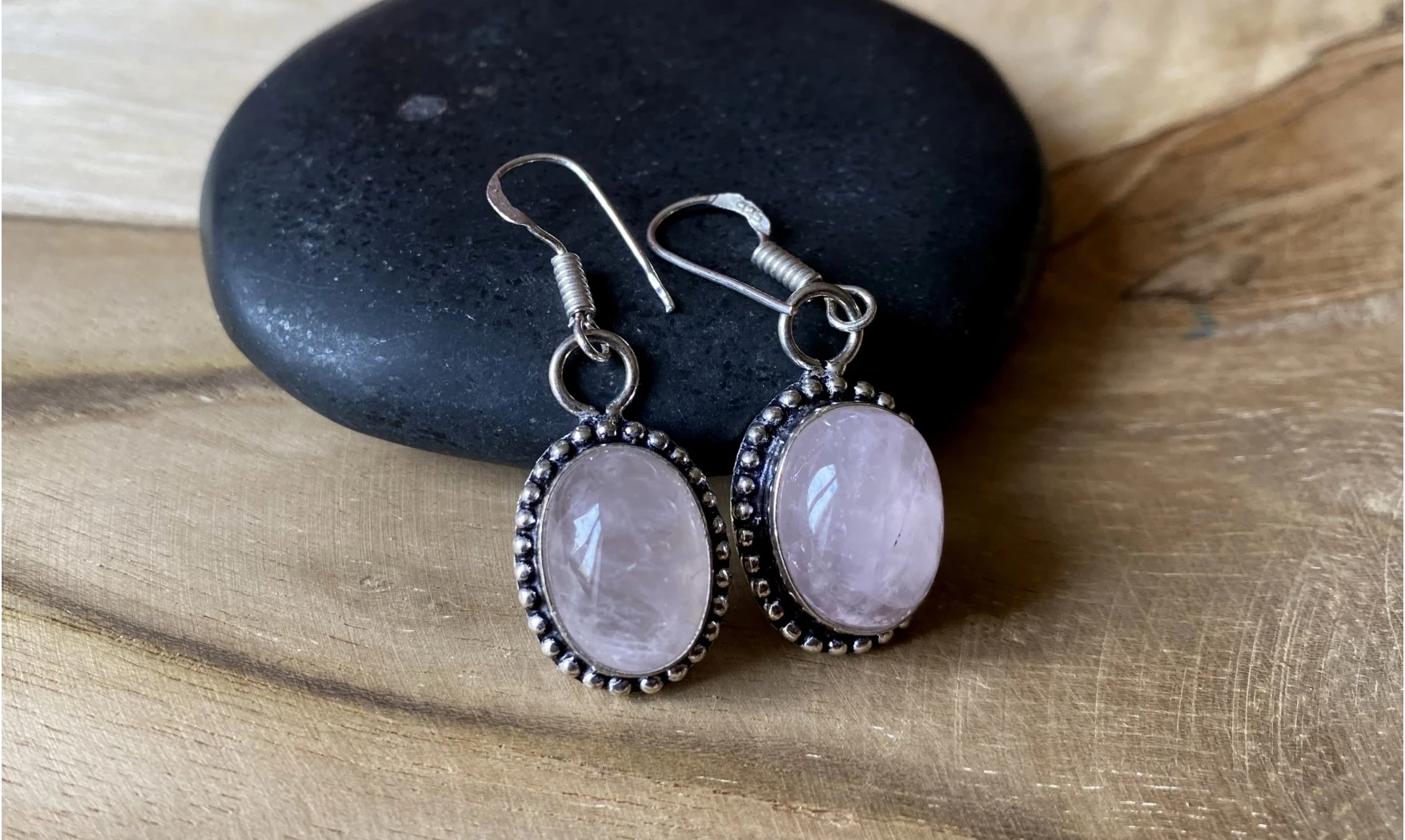 Rose Quartz 925 Silver plated Earring