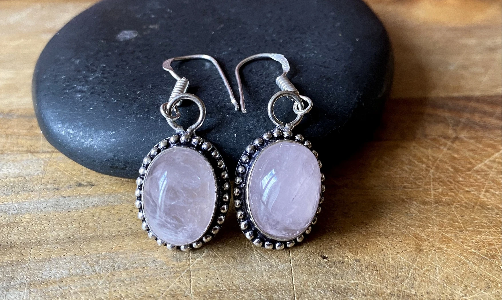 Rose Quartz 925 Silver plated Earring