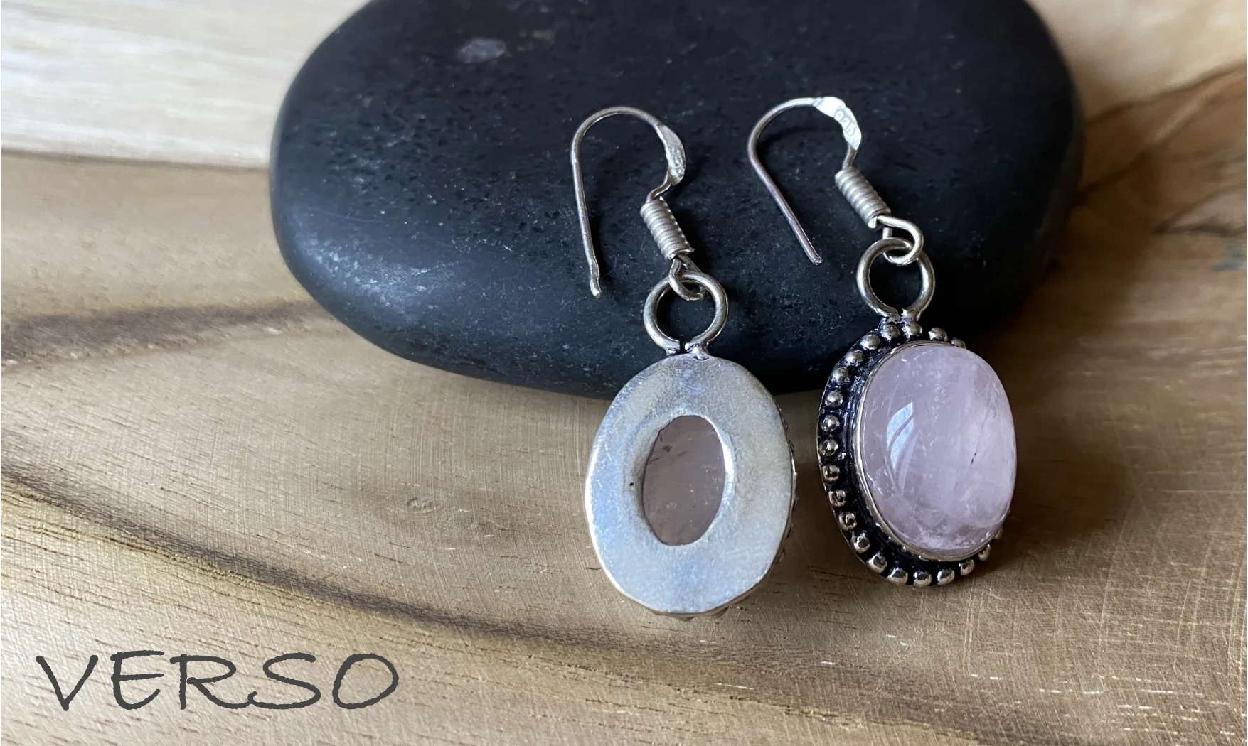 Rose Quartz 925 Silver plated Earring
