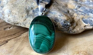 Malachite 6 & 925 Silver plated pendant