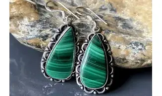 Malachite 925 Silver plated Earrings
