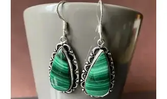 Malachite 925 Silver plated Earrings
