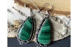 Malachite 925 Silver plated Earrings