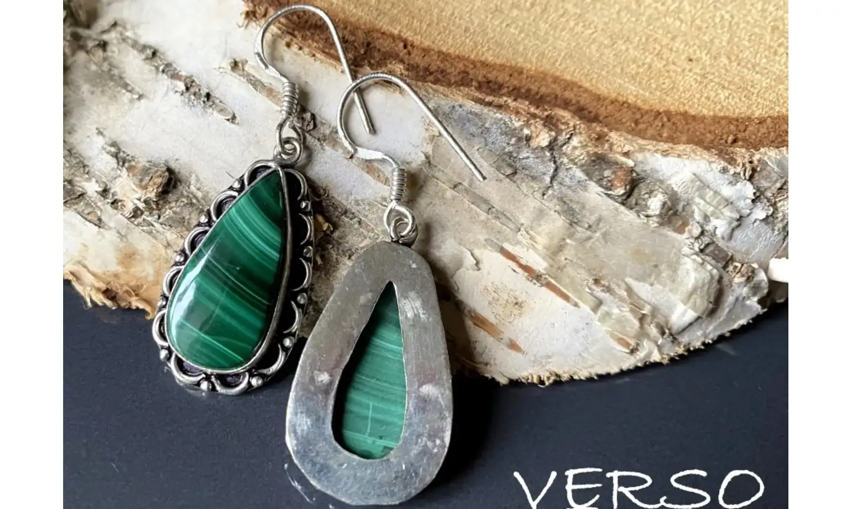 Malachite 925 Silver plated Earrings