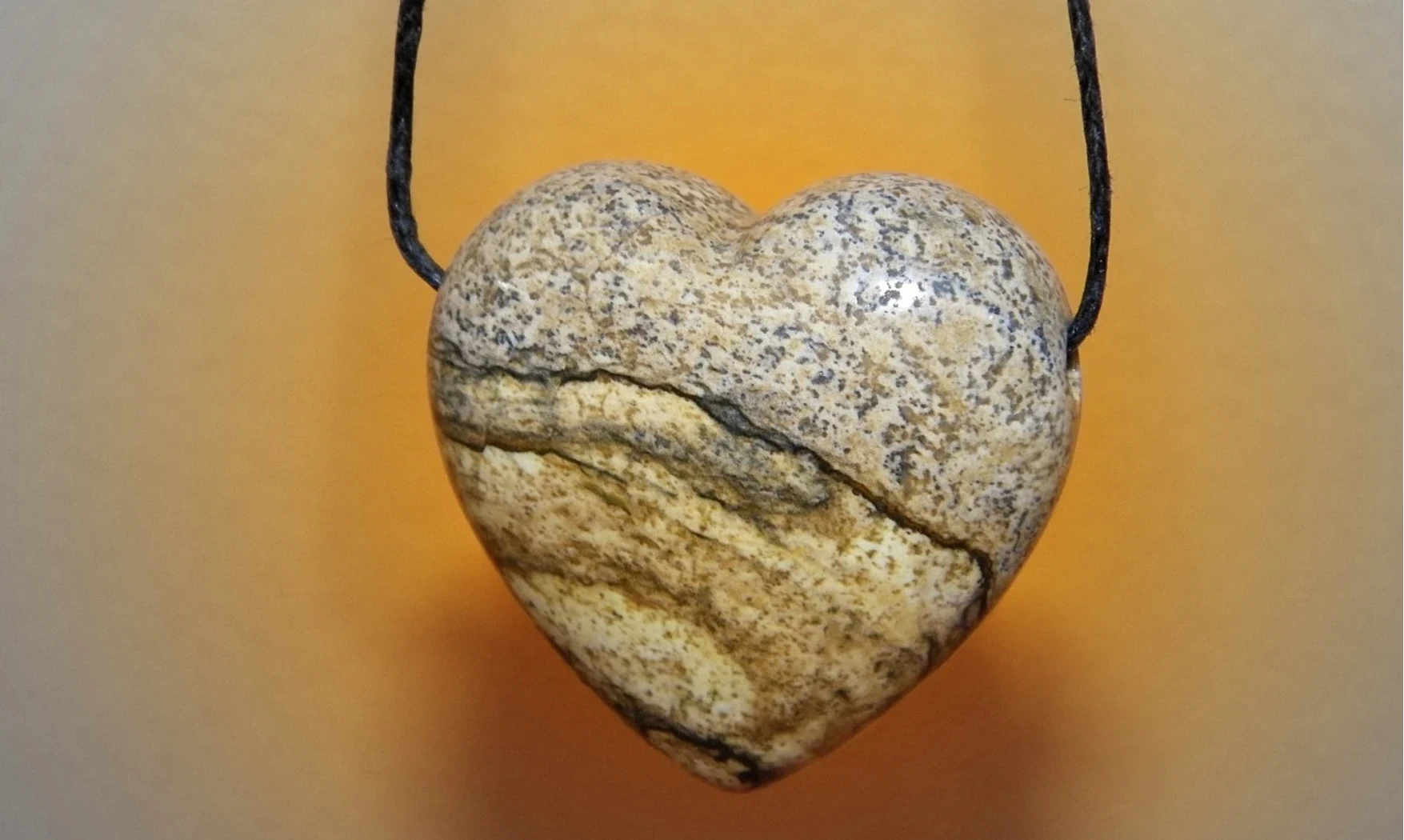 Jaspe Paysage Coeur pierre pendentif