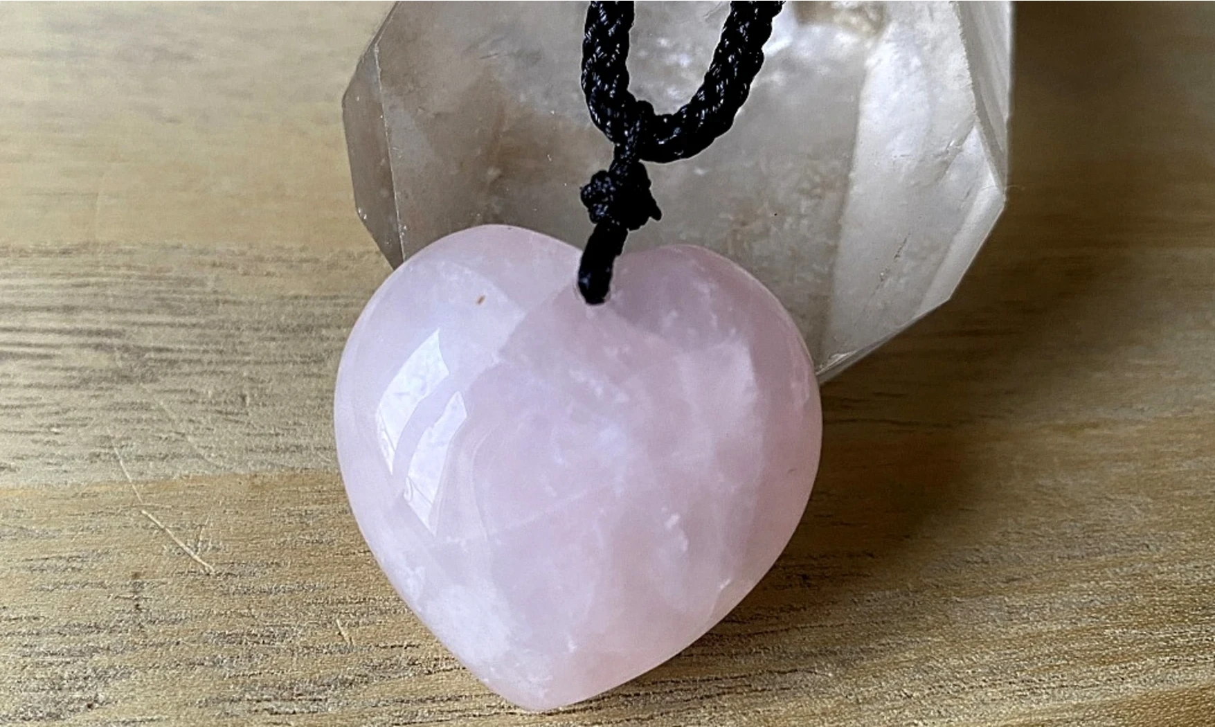 Quartz Rose Coeur pierre pendentif