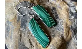 Malachite 925 Silver plated Earrings