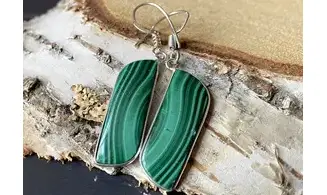 Malachite 925 Silver plated Earrings