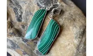 Malachite 925 Silver plated Earrings