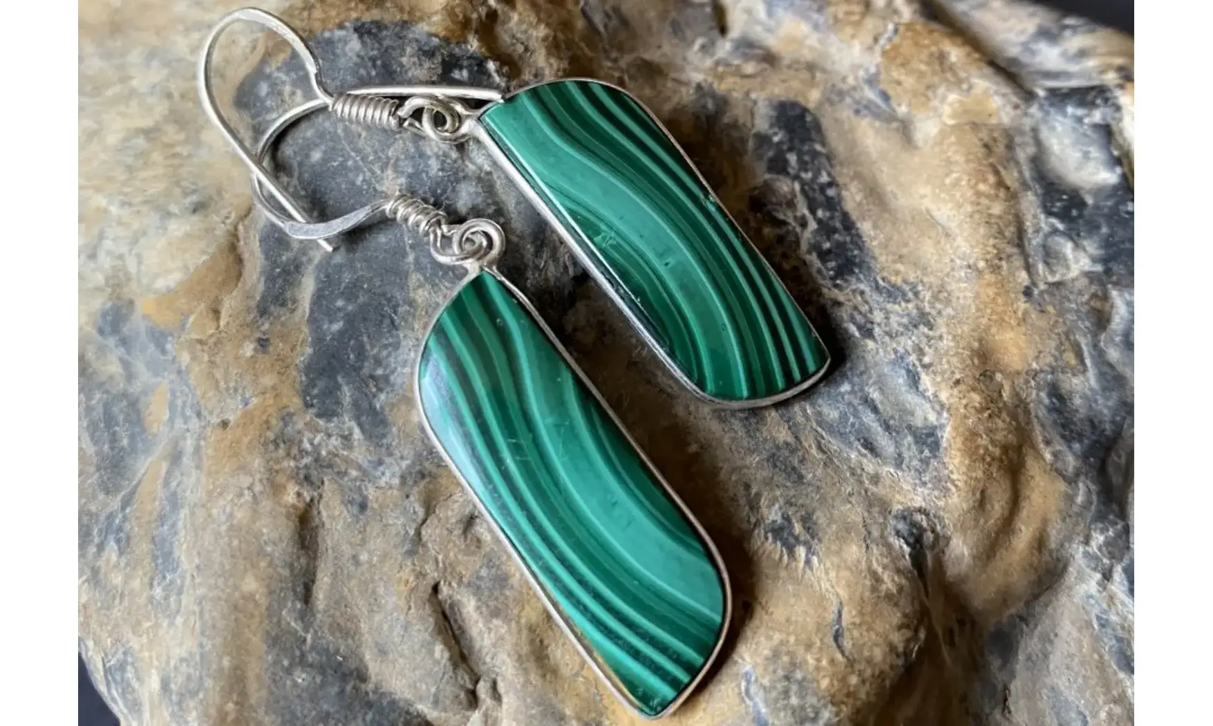 Malachite 925 Silver plated Earrings