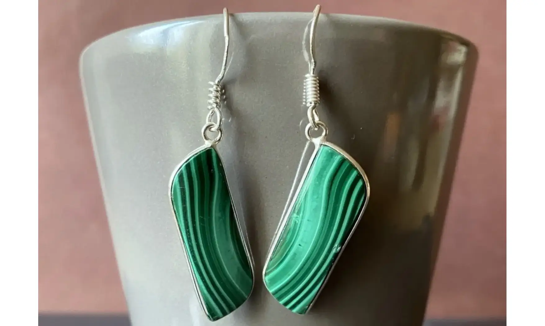 Malachite 925 Silver plated Earrings
