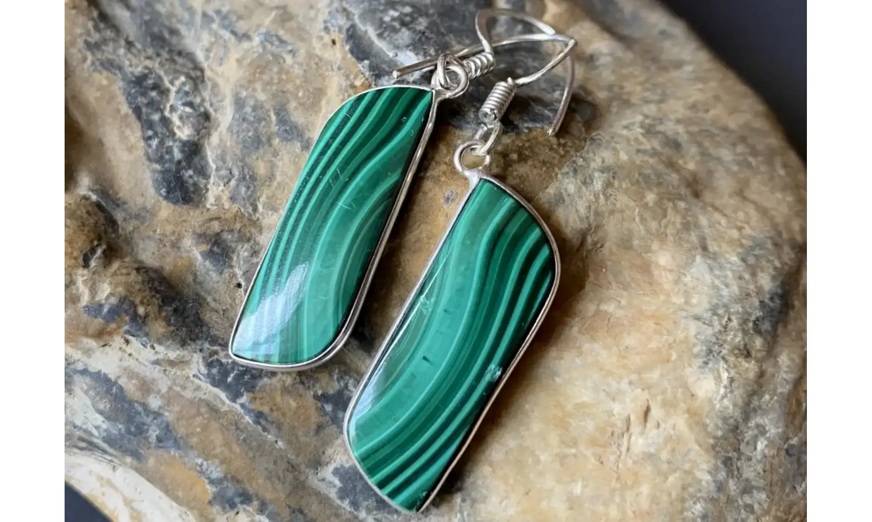 Malachite 925 Silver plated Earrings