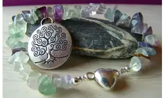 Fluorite Chips Bracelet Tree of life