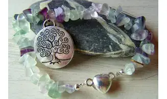 Fluorite Chips Bracelet Tree of life