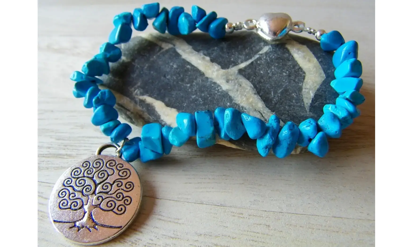 Howlite bleue Bracelet Arbre de Vie