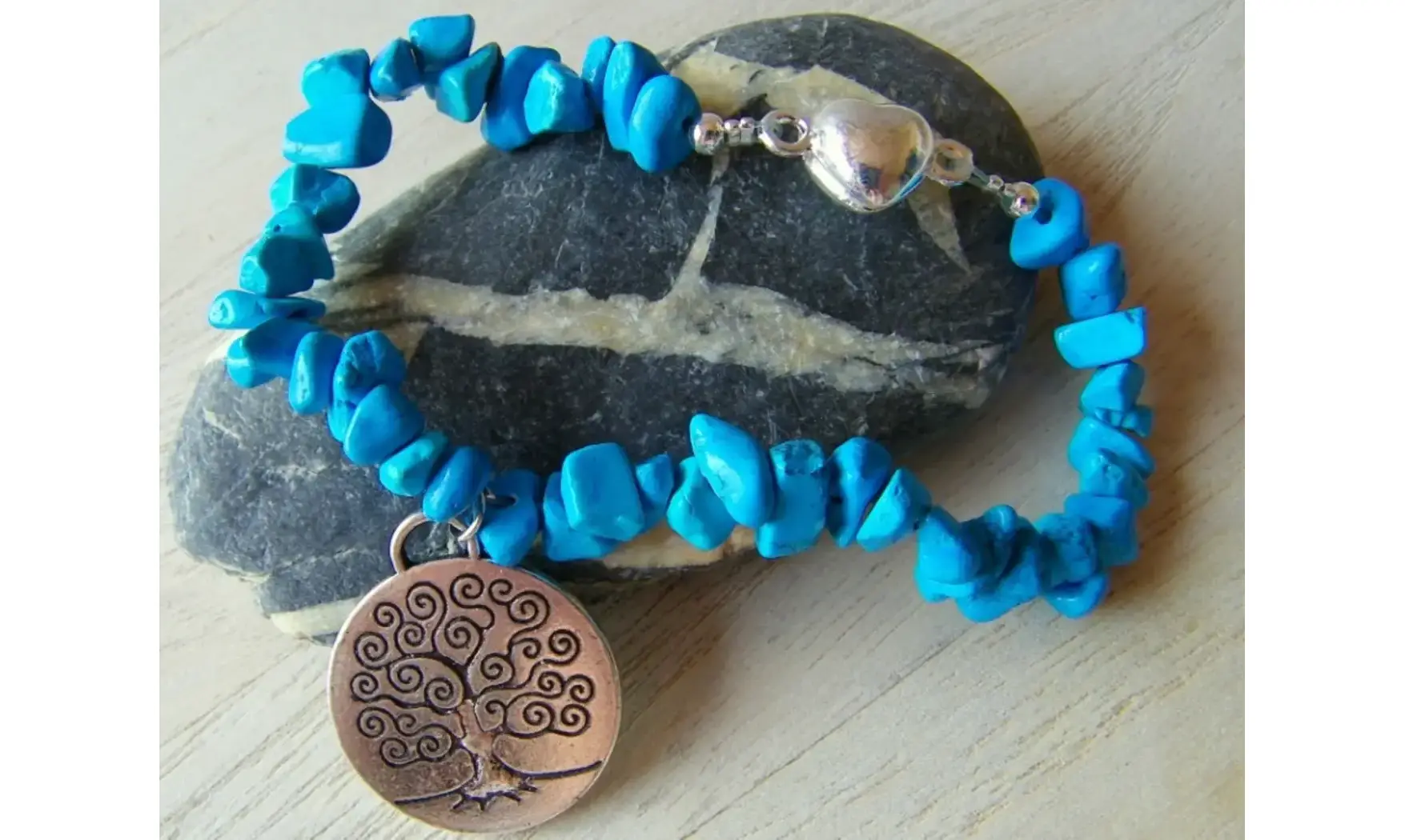 Howlite bleue Bracelet Arbre de Vie