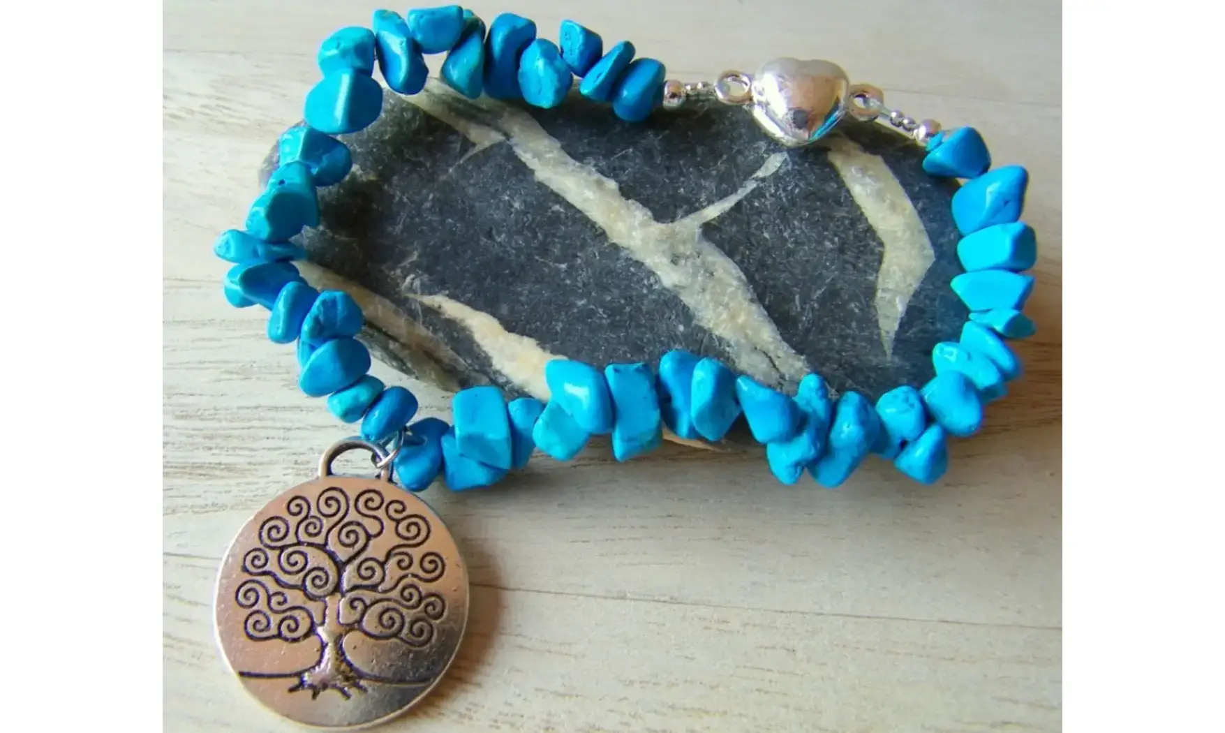 Howlite bleue Bracelet Arbre de Vie