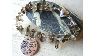 Quartz Fumé Bracelet Arbre de Vie pierre