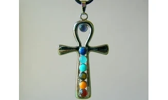 Croix de Vie pendentif 7 Chakras pierres