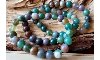Moss Agate Round beads Bracelet